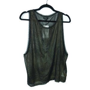 Zara Man Gold Mesh Sheer Polyester Tank Top